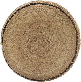 img 3 attached to 🟣 LR Home Handcrafted Black Chevron Jute Pouf, Natural Tan/Black, 18x18x14 inches