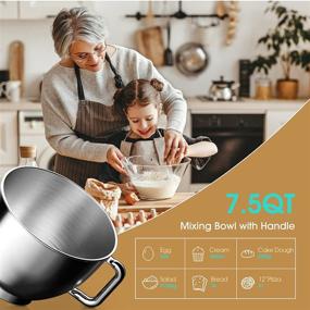 img 3 attached to 🍞 Panti Kitchen Electric Stand Mixer with 7.5QT Mixing Bowl - Perfect for Baking Bread, Cake & Cookie - Dishwasher-Safe Attachments Included! (Black)