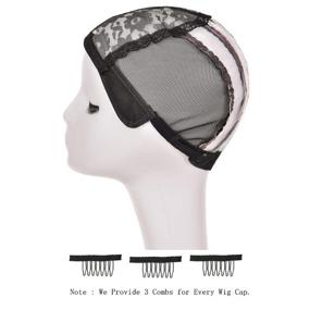 img 2 attached to 🧢 Wig Cap Inner Lace with Adjustable Strap for DIY Wig Making - Open Weave Cap with PVC Paper (Black)