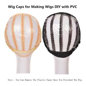 img 1 attached to 🧢 Wig Cap Inner Lace with Adjustable Strap for DIY Wig Making - Open Weave Cap with PVC Paper (Black)