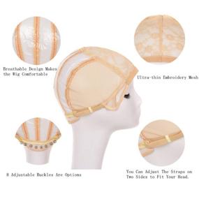img 3 attached to 🧢 Wig Cap Inner Lace with Adjustable Strap for DIY Wig Making - Open Weave Cap with PVC Paper (Black)