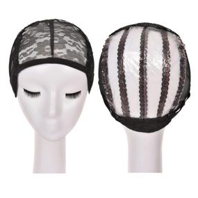 img 4 attached to 🧢 Wig Cap Inner Lace with Adjustable Strap for DIY Wig Making - Open Weave Cap with PVC Paper (Black)