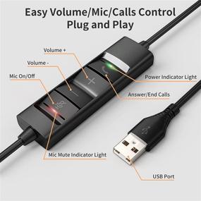 img 2 attached to PC Laptop USB Headset with Microphone - RIIKUNTEK Computer Wired Headset with Noise Cancelling Microphone, Mute Mic Function, Volume Control - Ideal for Call Centers, Zoom, Skype, Classrooms