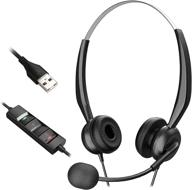 pc laptop usb headset with microphone - riikuntek computer wired headset with noise cancelling microphone, mute mic function, volume control - ideal for call centers, zoom, skype, classrooms logo