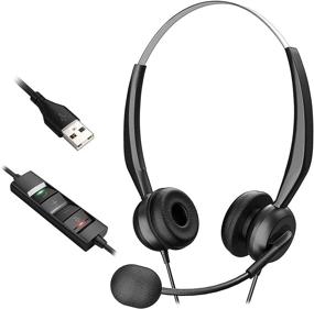 img 4 attached to PC Laptop USB Headset with Microphone - RIIKUNTEK Computer Wired Headset with Noise Cancelling Microphone, Mute Mic Function, Volume Control - Ideal for Call Centers, Zoom, Skype, Classrooms