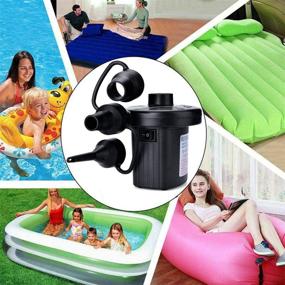img 2 attached to 🔌 TMANGO Electric Air Pump: Portable Quick Fill, 3 Nozzles, AC/DC Inflator/Deflator for Mattress, Cushions, Pool