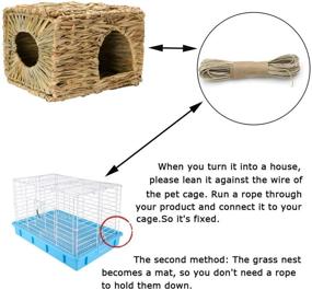 img 3 attached to Tfwadmx 2 Pack Rabbit Grass House: Natural Hand Woven Seagrass Play Hay Bed, Collapsible Hideaway Hut Toy for Bunny Hamster Guinea Pig Chinchilla Ferret