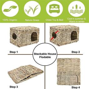 img 1 attached to Tfwadmx 2 Pack Rabbit Grass House: Natural Hand Woven Seagrass Play Hay Bed, Collapsible Hideaway Hut Toy for Bunny Hamster Guinea Pig Chinchilla Ferret