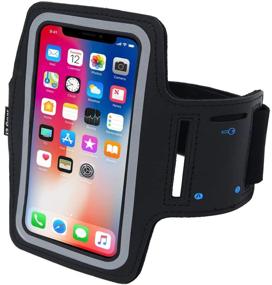 img 3 attached to 🏃 i2 Gear Running Exercise Armband: Samsung Galaxy S10, S9, S8 & iPhone 12, 11, XR, XS (Black) - Reflective Border, Key Holder