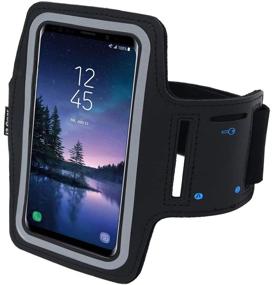 img 1 attached to 🏃 i2 Gear Running Exercise Armband: Samsung Galaxy S10, S9, S8 & iPhone 12, 11, XR, XS (Black) - Reflective Border, Key Holder