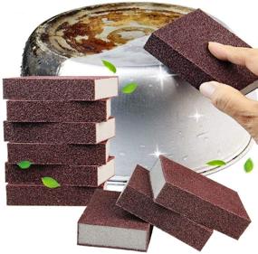 img 4 attached to 🧽 Qovydx Carborundum Elite Emery Sponge Pads for Kitchen Cleaning - Rust Sand Scrubbers and Pot Cleaning Scouring Pads (10 Pack)