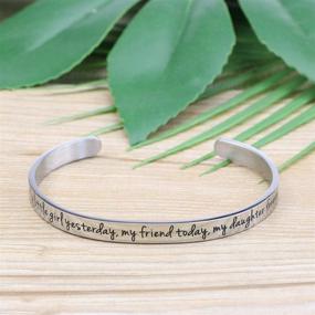 img 2 attached to 🎁 Inspirational Mother and Daughter Jewelry Cuff Bracelet from Mom & Dad - Perfect Mother's Day, Birthday, and Christmas Gift. High-Quality Stainless Steel Gifts for Granddaughters, Women, Teen Girls, and Her