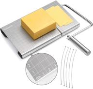 precision slicing made easy: stainless steel cheese slicer with accurate size scale & 5 replaceable wires logo