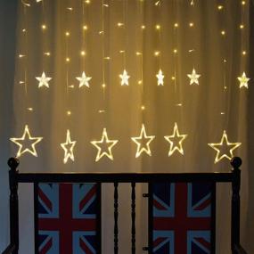 img 1 attached to 🌟 Amadecohome Star Curtain Lights: Remote Control, Timer, 138 LED, 8 Modes, Warm White for Christmas Decor, Wedding, Party, Patio Lawn, Home Decor