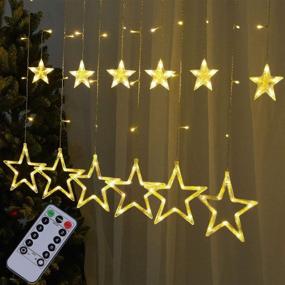 img 4 attached to 🌟 Amadecohome Star Curtain Lights: Remote Control, Timer, 138 LED, 8 Modes, Warm White for Christmas Decor, Wedding, Party, Patio Lawn, Home Decor