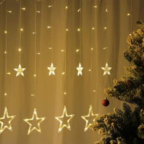 img 3 attached to 🌟 Amadecohome Star Curtain Lights: Remote Control, Timer, 138 LED, 8 Modes, Warm White for Christmas Decor, Wedding, Party, Patio Lawn, Home Decor