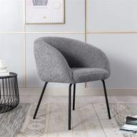 🪑 modern sherpa dining chairs by onevog - comfy upholstered armchair for living room, home office, bedroom, vanity room, reading - grey with black metal legs logo