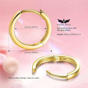 img 3 attached to 👼 ANGEL NINA 14K Gold Plated Small Hoop Earrings: Stylish Sterling Silver Huggies for Women, Girls & Kids | Hypoallergenic Jewelry with Gift Box