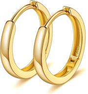 👼 angel nina 14k gold plated small hoop earrings: stylish sterling silver huggies for women, girls & kids | hypoallergenic jewelry with gift box logo