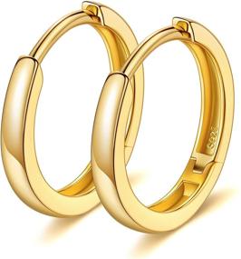 img 4 attached to 👼 ANGEL NINA 14K Gold Plated Small Hoop Earrings: Stylish Sterling Silver Huggies for Women, Girls & Kids | Hypoallergenic Jewelry with Gift Box