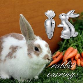 img 1 attached to Sterling Silver Rabbit Earrings - Bunny Jewelry for Easter, Teens, and Women