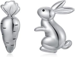 img 4 attached to Sterling Silver Rabbit Earrings - Bunny Jewelry for Easter, Teens, and Women