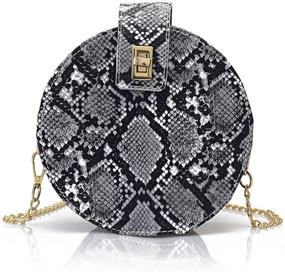 img 4 attached to 👜 Round Snakeskin Leather Small Crossbody Bags for Women - Stylish Clutch Purses, Handbags & Shoulder Bags