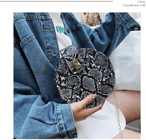 img 3 attached to 👜 Round Snakeskin Leather Small Crossbody Bags for Women - Stylish Clutch Purses, Handbags & Shoulder Bags