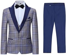 img 4 attached to 👔 Boyland Boys Plaid Slim Fit 3-Piece Tuxedo Suit Set with Blue Peak Lapel Jacket, Tux Vest, and Pants – Ideal for Party, Wedding