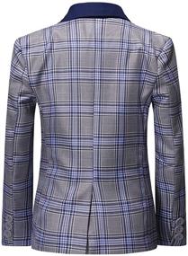 img 2 attached to 👔 Boyland Boys Plaid Slim Fit 3-Piece Tuxedo Suit Set with Blue Peak Lapel Jacket, Tux Vest, and Pants – Ideal for Party, Wedding