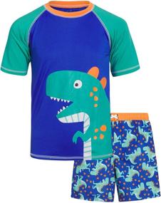 img 4 attached to Infant/Toddler/Little Boys' 2-Piece Rash Guard 👶 and Trunk Swimsuit Set by Quad Seven Boys