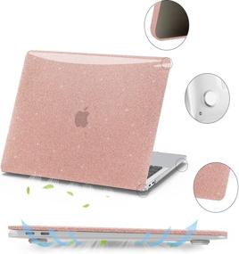 img 2 attached to 🎀 Anban MacBook Air 13 Inch Case (2021 2020 2019 2018) A2337 M1 A2179 A1932, Glitter Smooth Hard Protective Case, Sparkle Laptop Sleeve, Keyboard Cover - Rose Gold