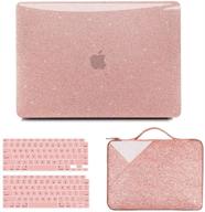 🎀 anban macbook air 13 inch case (2021 2020 2019 2018) a2337 m1 a2179 a1932, glitter smooth hard protective case, sparkle laptop sleeve, keyboard cover - rose gold logo