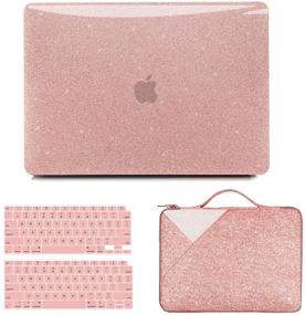 img 4 attached to 🎀 Anban MacBook Air 13 Inch Case (2021 2020 2019 2018) A2337 M1 A2179 A1932, Glitter Smooth Hard Protective Case, Sparkle Laptop Sleeve, Keyboard Cover - Rose Gold