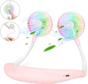 img 4 attached to 🌈 360° Rotation Pink Portable Neck Fan with Colorful Led Light - Rechargeable USB, Quiet Hands-Free Small Personal Fans for Kids, Travel, Camping, Outdoor, Office