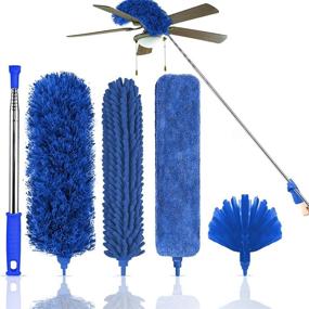 img 4 attached to 🧹 5PCS Washable Cobweb Dusters with 100" Extension Long Pole - Microfiber Feather Duster: Bendable Telescopic Cleaner for High Ceiling Fan, Blinds, Furniture & Cars (Blue)