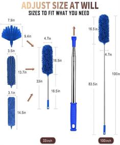 img 3 attached to 🧹 5PCS Washable Cobweb Dusters with 100" Extension Long Pole - Microfiber Feather Duster: Bendable Telescopic Cleaner for High Ceiling Fan, Blinds, Furniture & Cars (Blue)