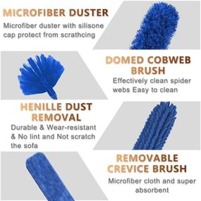 img 2 attached to 🧹 5PCS Washable Cobweb Dusters with 100" Extension Long Pole - Microfiber Feather Duster: Bendable Telescopic Cleaner for High Ceiling Fan, Blinds, Furniture & Cars (Blue)