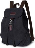 atailorbird anti-theft backpack purse: small vintage rucksack with waterproof canvas, ideal shoulder bag for school, travel & daypack - black logo