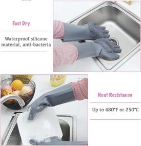 img 1 attached to 🧤 Reusable Non-Slip Silicone Scrubbing Gloves: Ideal for Dishwashing, Household Cleaning, Car Washing, Bathroom Window Cleaning, Pet Showering | Food Grade Material - Grey (1 Pair)