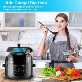 img 2 attached to 🍲 Ninja Foodi Lid Stand: Silicone Holder Accessories for 5 Qt, 6.5 Qt, and 8 Quart Pressure Cooker & Air Fryer with Pot Mat in Blue