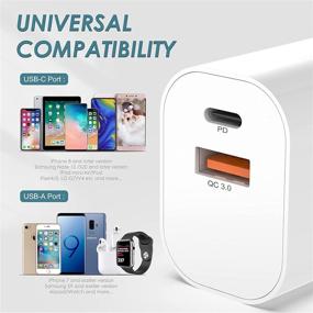 img 3 attached to 🍎 Apple Fast Charger for iPhone 12 - Dual-Port USB C Charging 20W PD Adapter with 3.3FT Type-C Cable, Compatible with iPhone 12 Pro Max Mini 11 Xs XR X 8 Plus and More