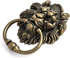 img 3 attached to 🦁 QWORK Antique Bronze Lion Door Handle: Majestic Lion Head Knocker for a Classic Touch