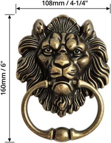 img 1 attached to 🦁 QWORK Antique Bronze Lion Door Handle: Majestic Lion Head Knocker for a Classic Touch