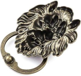 img 2 attached to 🦁 QWORK Antique Bronze Lion Door Handle: Majestic Lion Head Knocker for a Classic Touch