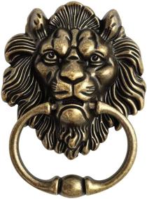 img 4 attached to 🦁 QWORK Antique Bronze Lion Door Handle: Majestic Lion Head Knocker for a Classic Touch