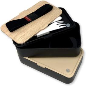 img 2 attached to 🍱 2020 Upgraded Black & Bamboo Design Japanese Bento Box with 2 Dividers + Larger Utensils and Holder - Leakproof Lunch Container