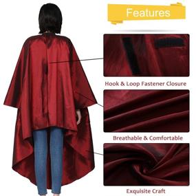 img 2 attached to 🔴 Iusmnur Professional Hair Salon Cape for Hair Cutting and Coloring - Adjustable Metal Clip Barber Cape for Salon and Home - 53 x 61 inches (Wine Red)