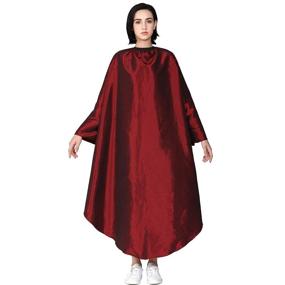 img 4 attached to 🔴 Iusmnur Professional Hair Salon Cape for Hair Cutting and Coloring - Adjustable Metal Clip Barber Cape for Salon and Home - 53 x 61 inches (Wine Red)