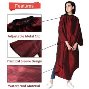 img 3 attached to 🔴 Iusmnur Professional Hair Salon Cape for Hair Cutting and Coloring - Adjustable Metal Clip Barber Cape for Salon and Home - 53 x 61 inches (Wine Red)